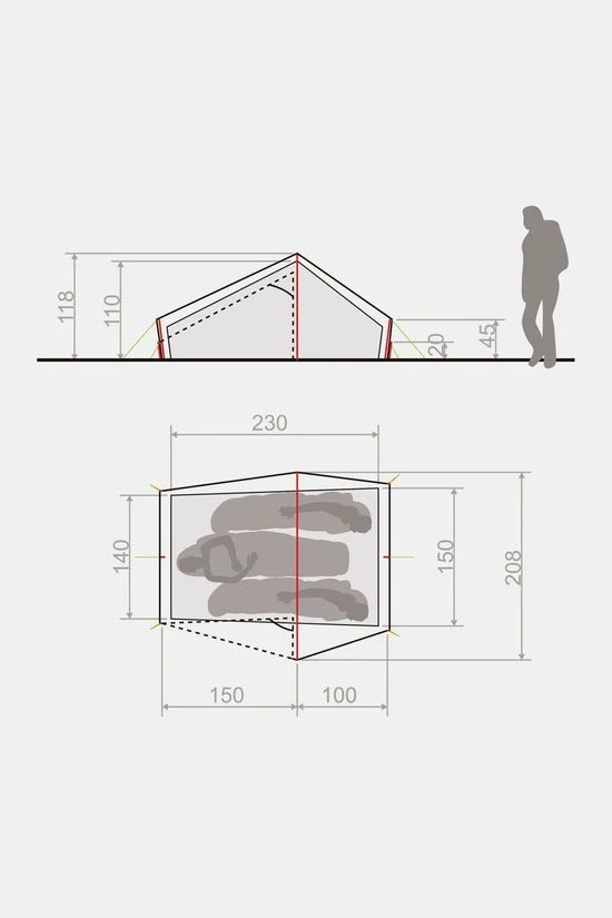 VAUDE Power Lizard Seamless 2-3 Persoons Tunneltent - Afbeelding 4